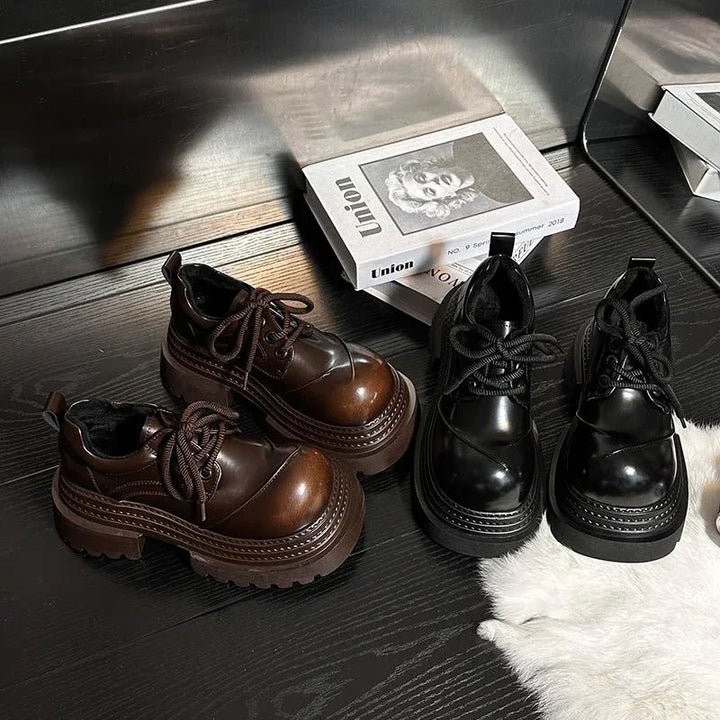 2025 Spring Women JK Mary Jane Shoes Fashion Lace Up Shoes Vintage Platform Elegant Thick Heel Shoes