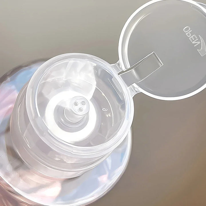Lockable Empty Pump Dispenser Refillable Bottle, Nail Manicure Cleaner Makeup Remover Container Press Bottle