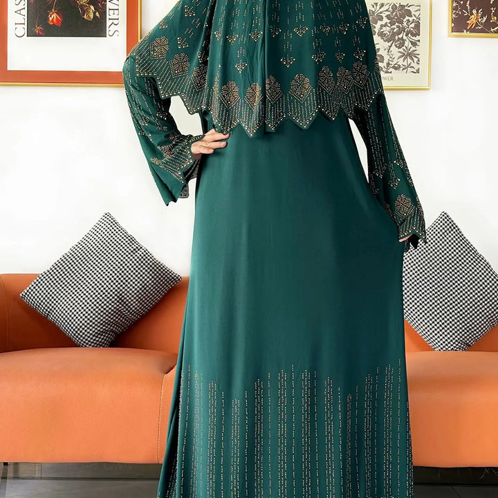 Two Piece Set Hijab Prayer Clothes Muslim Abaya Set Women Prayer Garment Dress Hijab Long Khimar Long Dress Sets Islamic Ramadan