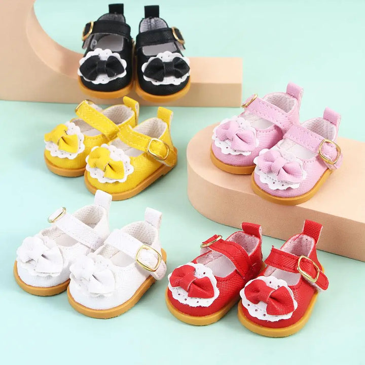Kids Toy DIY Doll 14 Inches Cotton Doll 5.5cm Handmade Boots Mini Bow Shoes Doll Casual Shoes Doll Leather Shoes Doll Shoes
