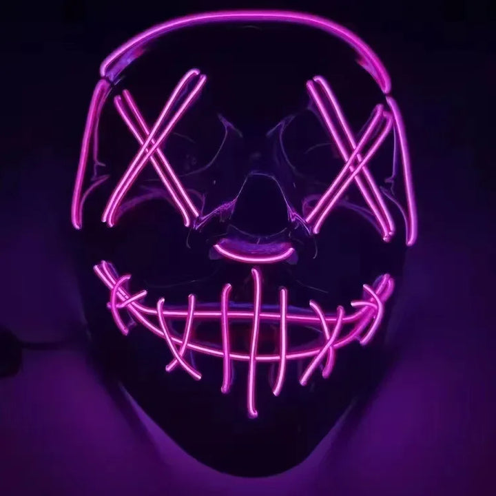 Halloween Party LED Illuminated Black V Shape Mask Haunted House Bar Party Cos Light Up Mask Halloween Party Scary Mask Decor