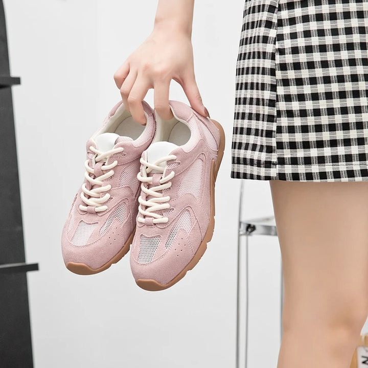 Women Sneakers Spring Summer Wear New Genuine Leather Retro Fashion Casual Flats Women Lace-up German Training Shoes Women