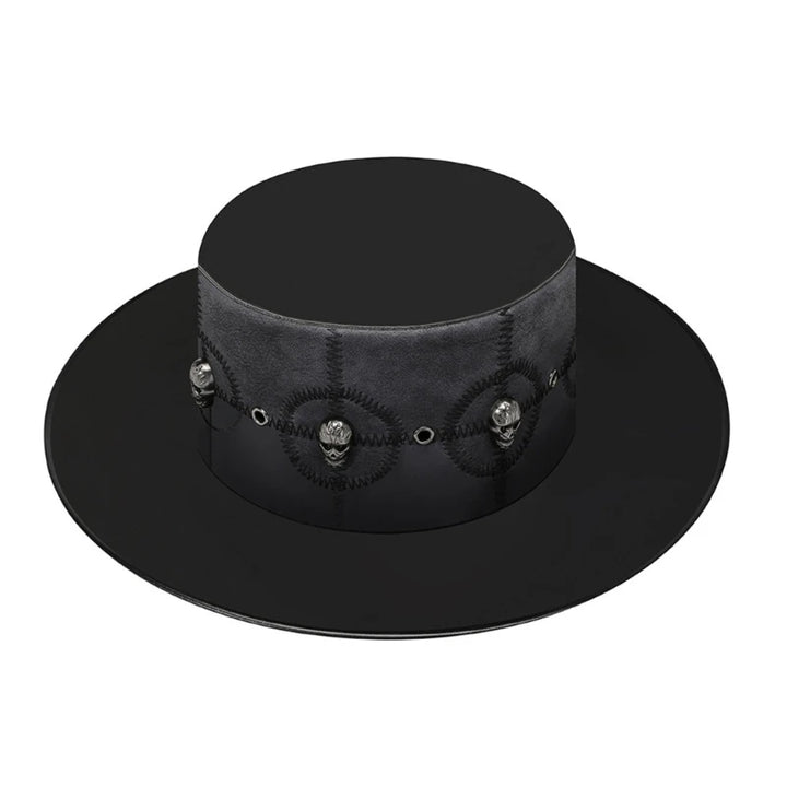 Steampunk Top Hat Halloween Costume Cosplays Gothics Party Accessory Props Black Imitation-Leather Hat for Men Women