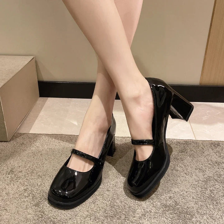 Women's Dresses Leather Shoes New Spring Autumn Women's Loafers Fashion Catwalk Versatile Mary Jane Shoes Ladies High Heel Shoes