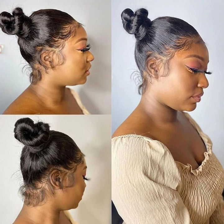 Hidden Strap Straight 360 Lace Front Wigs Human Hair Pre Plucked 12A Glueless Brazilian Virgin Wig With Drawstring HD Full Lace