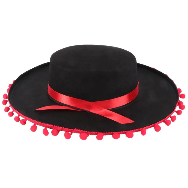 Halloween Zoro fuzz ball Mexican Sombrero Hats Wide Brim Design Carnival Costume Jazz Hats Photo Shoot Props Festival Gift
