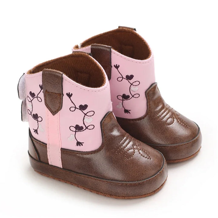 Children's ankle height boots - imitation leather upper and sole, fabric insole, street style solid color, suitable for all seas