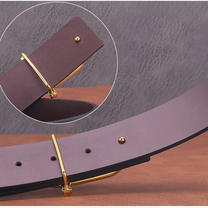 Personality Slide Buckle 3.8cm Cowskin Wide Luxury Strap Men Belts Genuine Leather  Designer Golden Jeans Casual Waistband