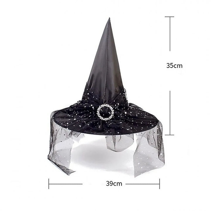 Halloween Witch Hat Decoration Props Reusable Witches Hats Cloth Adult Children Cosplay Hat Prop Party Cosplay Polyester Taffeta