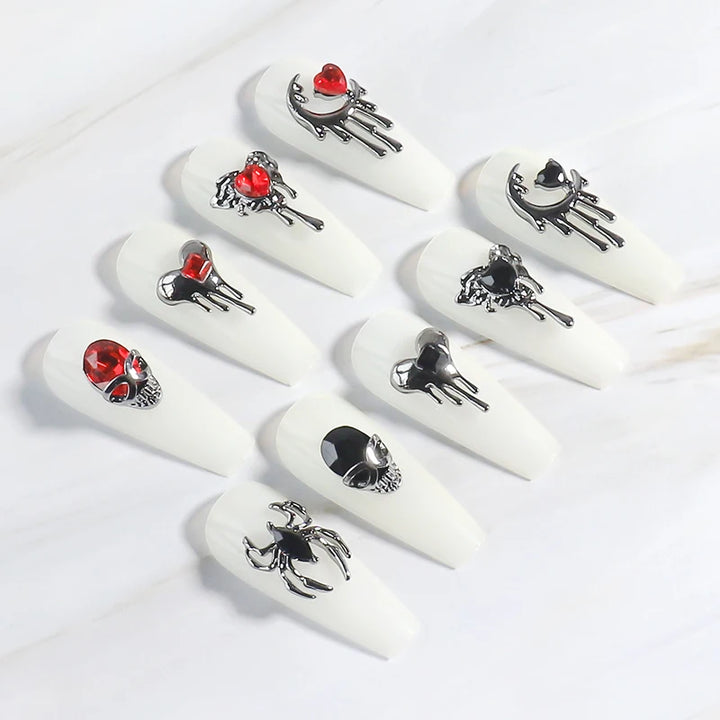 Halloween Alloy Nail Art Charms 3D Ghost Skull Pumpkin Golden Silver Classic Nails Jewelry Ornaments DIY Manicure Accessories