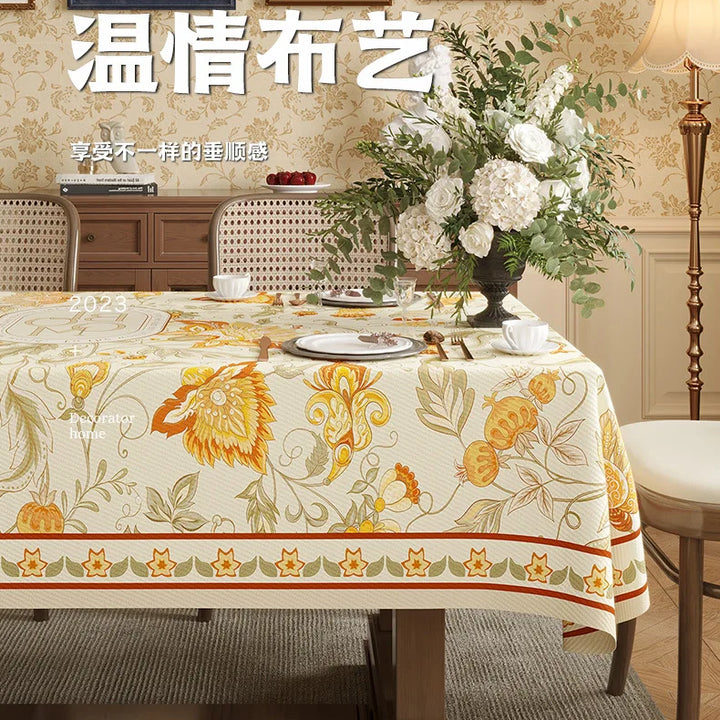 Table Cloth Waterproof Light Luxury Dining Table Tablecloth Rectangular Household Tea Table Cloth American Style Countryside