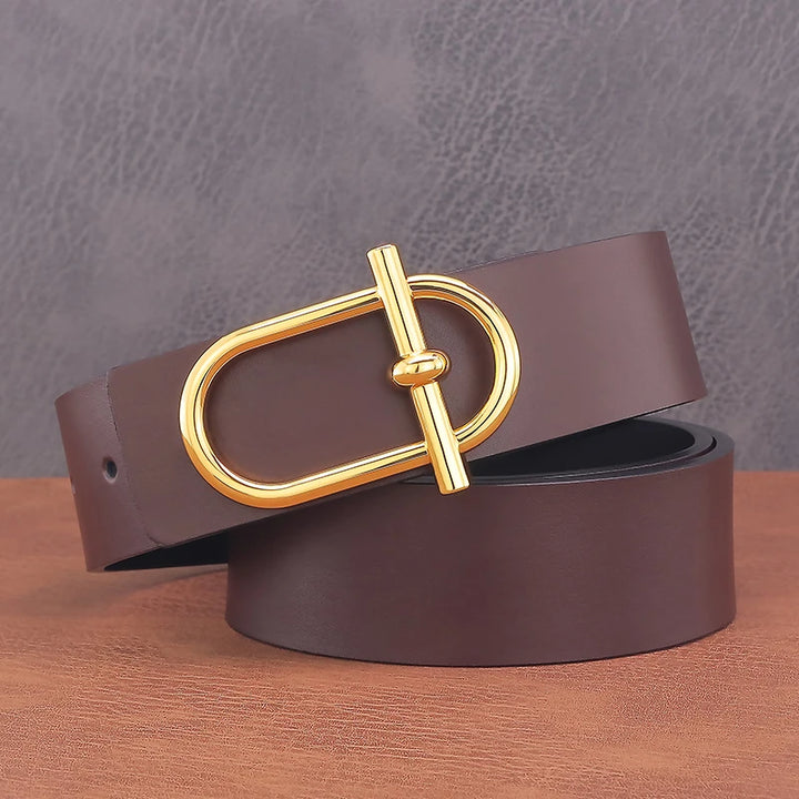 Personality Slide Buckle 3.8cm Cowskin Wide Luxury Strap Men Belts Genuine Leather  Designer Golden Jeans Casual Waistband