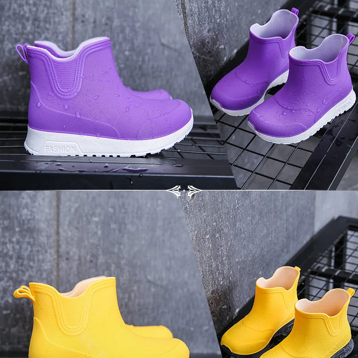 Kid's Rain Boots Anti Slip Waterproof Water Boots Boys Girls Solid Slip on Rubber Shoes Versatile Outdoor Children's Sneakers