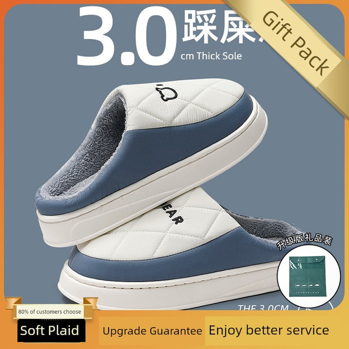 Waterproof Cotton Slippers Men Autumn and Winter 2025 New Arrival Indoor Home Non-Slip down Heattech Cotton Slippers Men's Winter