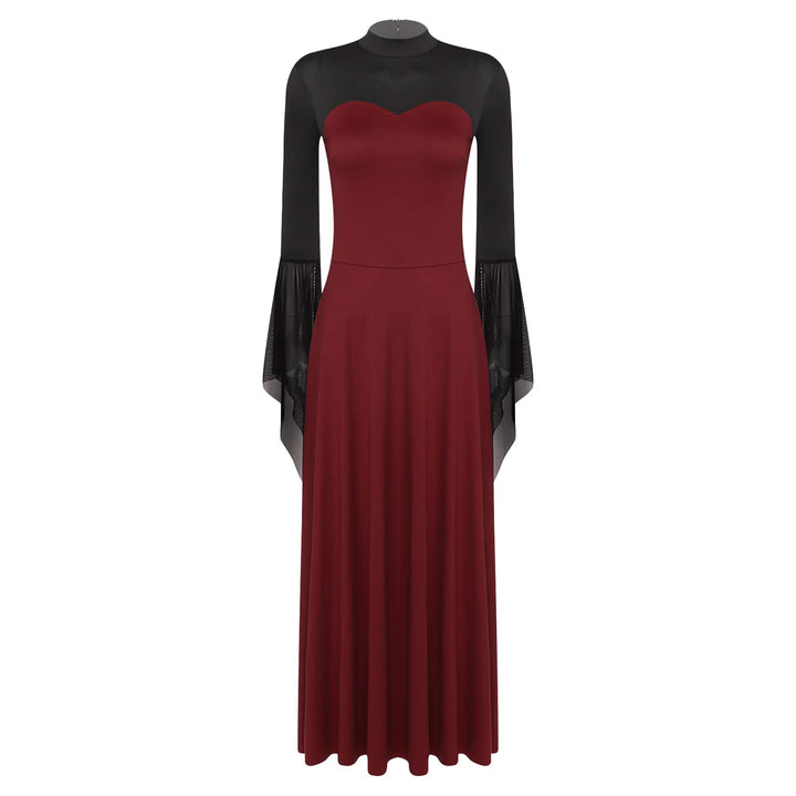 Halloween Costume Vampire Witch Cosplay Costume for Women Flared Mesh Cuffs Medieval Witch Maxi Dresses Masquerade Party Dress