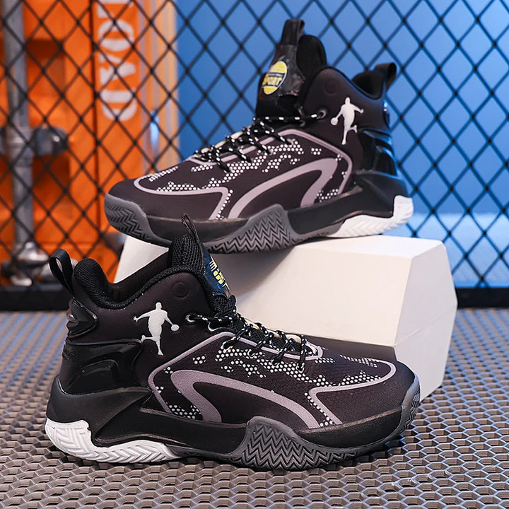Basketball Shoes Big Kid Non Slip High-top Sport Training Sneakers Childrens Lightweight Outdoor Basketball Boots for Boy Yout