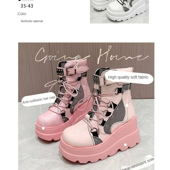 Women's Boots 2024 Autumn Women Ankle Boots Platform Wedges High Heels Short Boots New Fashion Design Zip Cosplay Shoes of Women