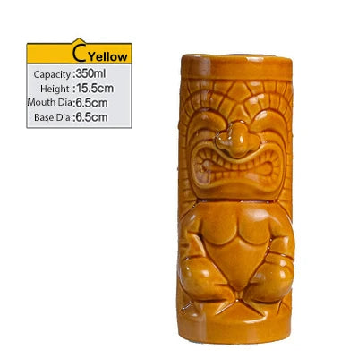 Tiki Mugs Ceramic Hawaiian Luau Party Mugs Drinkware, Cute Exotic Cocktail Glasses, Tiki Bar