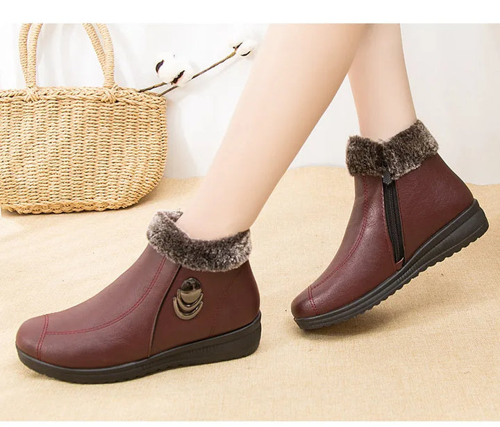 Women's Boots 2024 New Arrival Winter Snow Booties Female Fur Ankle Boots Waterproof Winter Warm Plush Shoes Non-slip Mom Bota