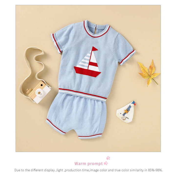 Baby Clothes Sets 0-18m Newborn Infant Boys Cotton Short Sleeve Pullovers Tops+Shorts Suits Casual Toddler Outwear Outfit Summer