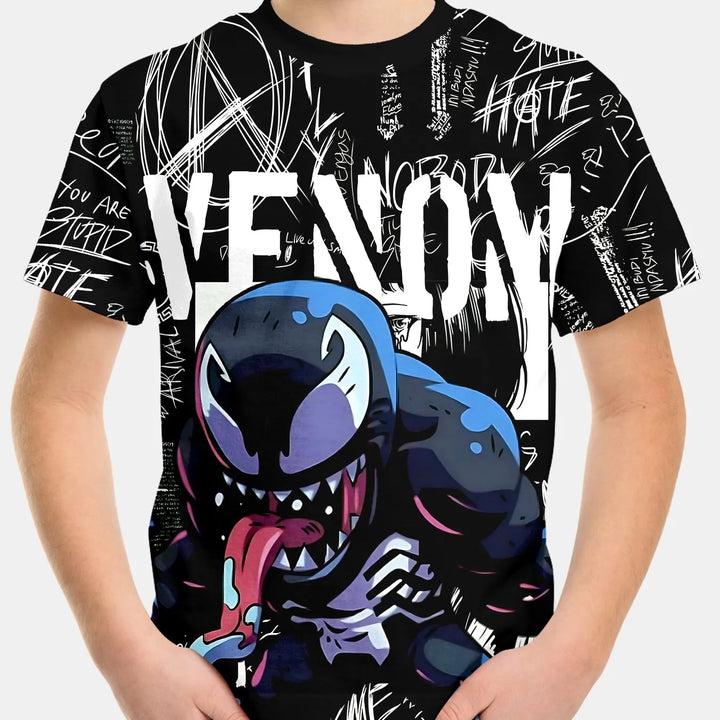 Marvels Venom Print Baby Clothing 5 to 14 Years Male Outdoor Clothes for Children Boy Girl Child T-Shirt Top Shirts