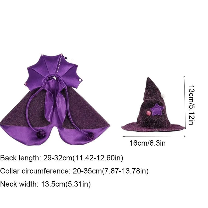 Funny Star Pet Witch Cloak Cloth Soft Halloween Pet Cloak Purple Witch Hat Dog Witch Costume Halloween Atmosphere