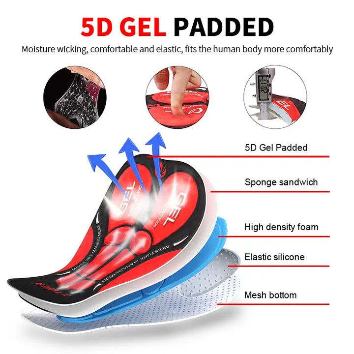 X-TIGER Cycling Shorts Breathable Mesh Cycling Underwear 5D Gel Pad Shockproof MTB Bike Shorts Men Shorts