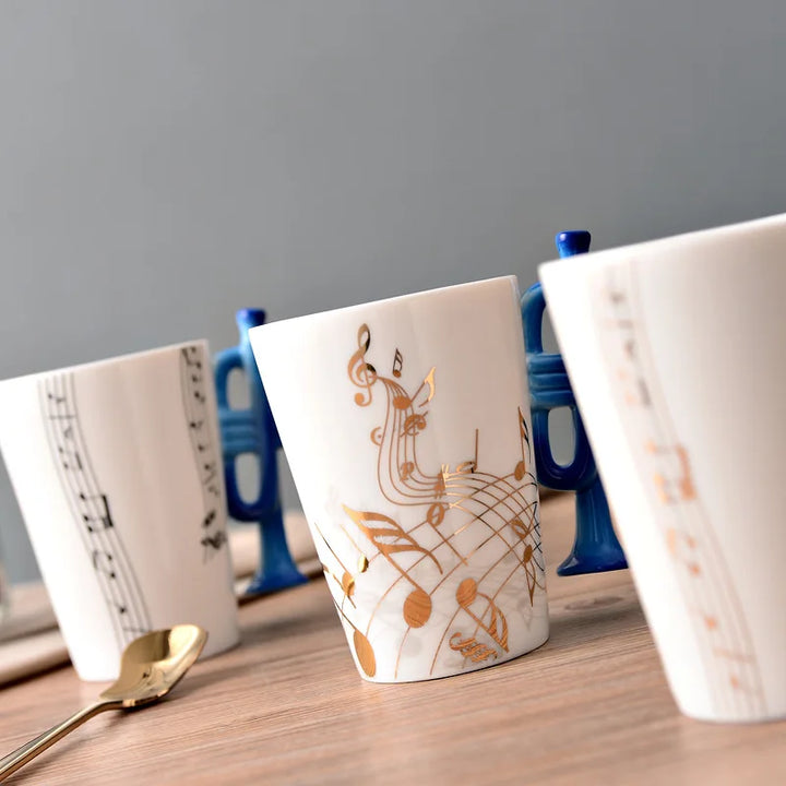 Dropshipping Ceramic Mugs Guitar Mug Musical Instrument Musical Note Shapes Coffee Mugs Milk Tea Cups Drinkwars for Kitchen Tool