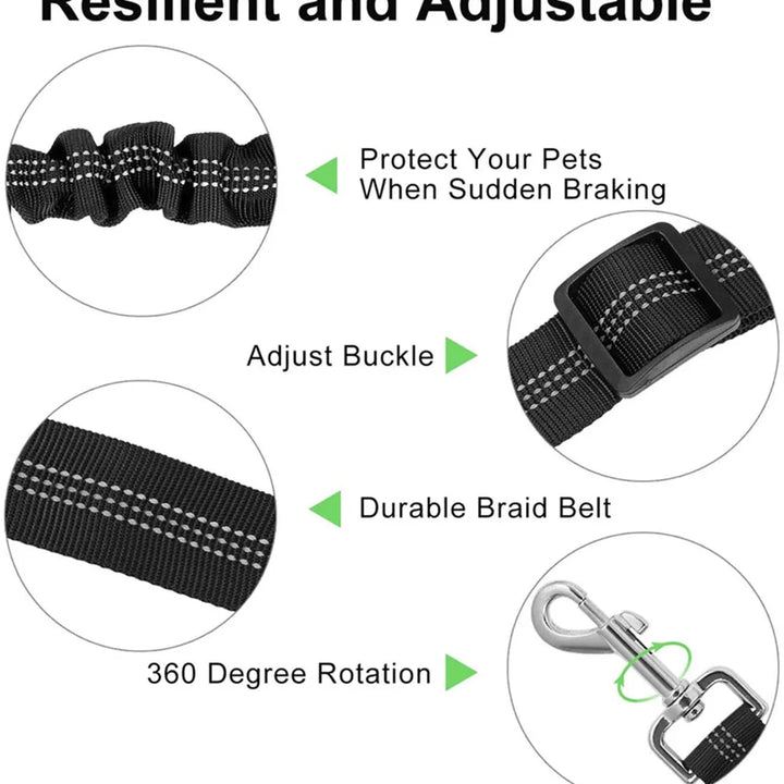Adjustable Dog Car Seat Belt Harness for Dogs Nylon Reflective Cushioning Elasticity Car Travel Dog Accessories for Dogs