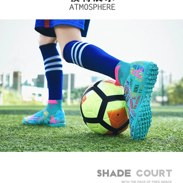 2025 New Hot Sale Football Boots Child Sneakers High Top AG Soccer Shoes Boys Outdoor Grass Training Shoes For Kids chuteiras de