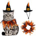 Halloween Pet Costume Set with Adjustable Elastic Hat Collar for Dogs and Cats - Pumpkin Style