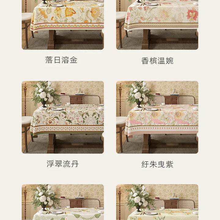 Table Cloth Waterproof Light Luxury Dining Table Tablecloth Rectangular Household Tea Table Cloth American Style Countryside