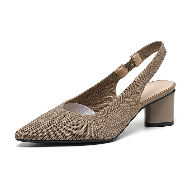 DIMANYU Women Dress Shoes Knitted Solid Color Toe Back Trip Fashion Sandals Women Pointed Toe Shallow Sidespace Women Sandals
