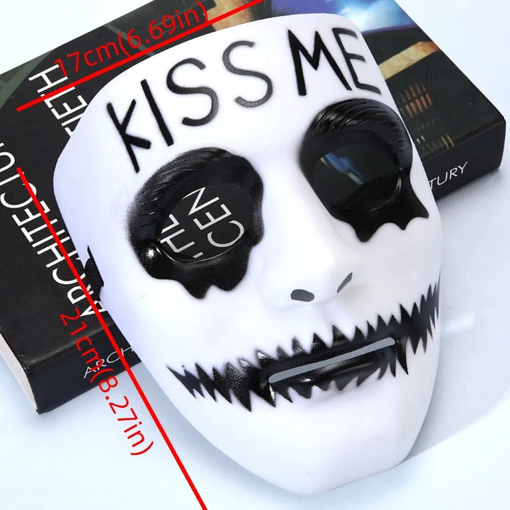 Dress Up Props White Makeup Halloween Mask Full Face Hand-painted Street Dance Mask Scary Hip Hop Mask Kids Adult