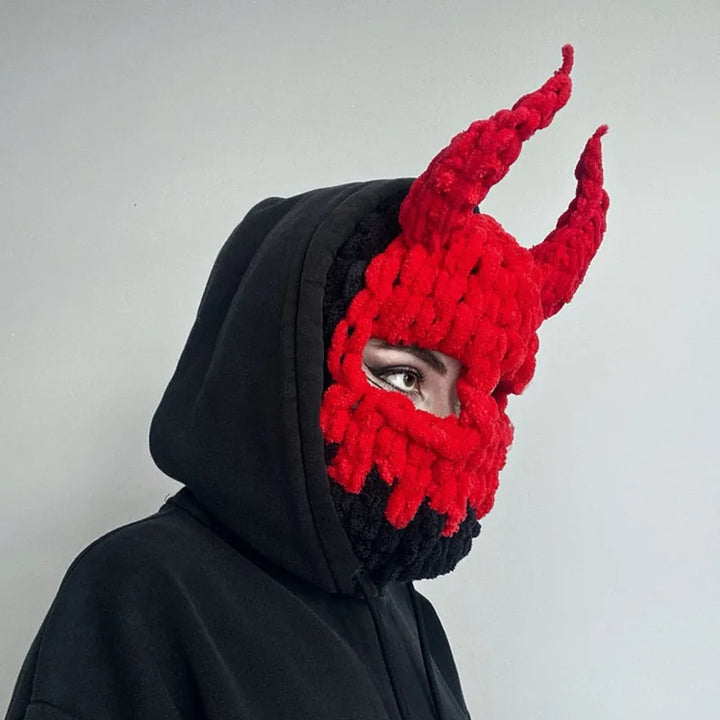 Halloween Funny Rabbit Ears Creative Knitted Hat Beanies Warm Full Face Cover Ski Mask Hat Windproof Balaclava Hat Outdoor Sport