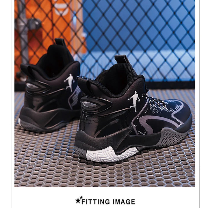 Basketball Shoes Big Kid Non Slip High-top Sport Training Sneakers Childrens Lightweight Outdoor Basketball Boots for Boy Yout