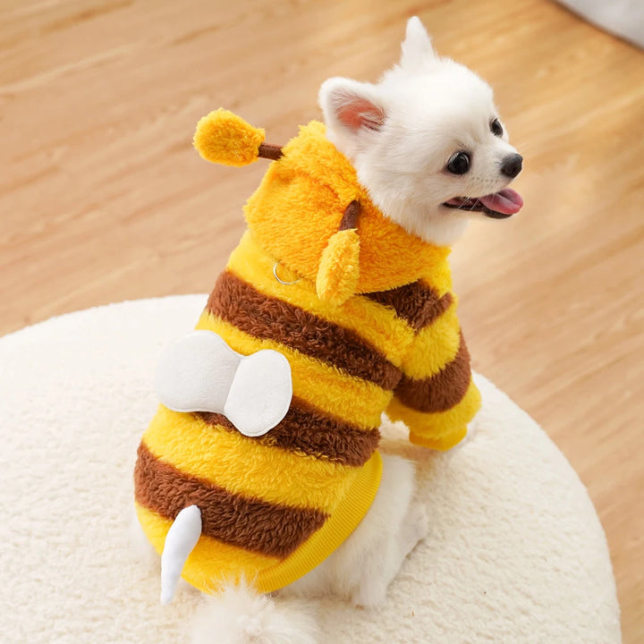 1.5-10kg Puppy Pet Clothes Bee Style Plush Costume Cat Pet Clothes Autumn Winter Plush Warm Clothing Dog Clothes For Small Dogs
