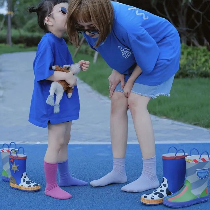New  cartoon kids Story Rain Boots Student Rain Boots Children's  Fashion Non-Slip shoes