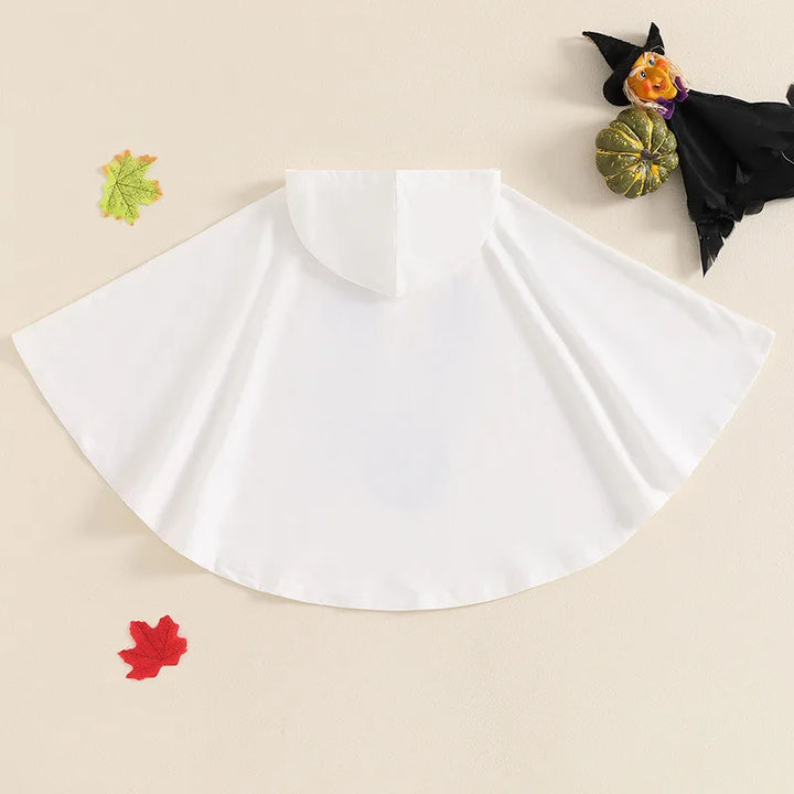 Kid Disfraz Halloween Costume Ghost Print Hood Cape Cosplay Clothes Cloak for Baby Boys and Girls Carnival Fancy Dress Up Party