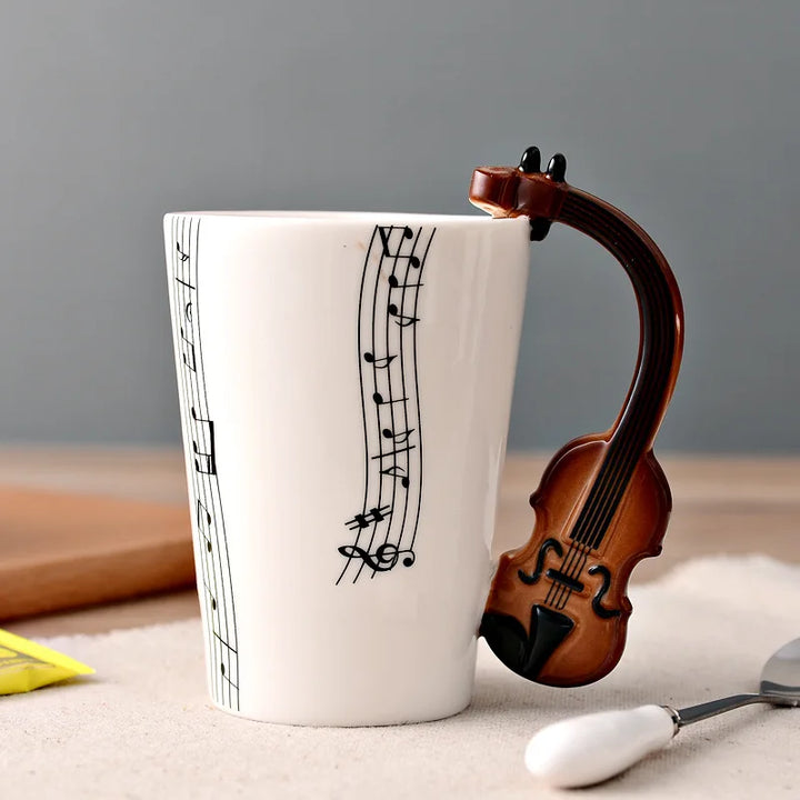 Dropshipping Ceramic Mugs Guitar Mug Musical Instrument Musical Note Shapes Coffee Mugs Milk Tea Cups Drinkwars for Kitchen Tool