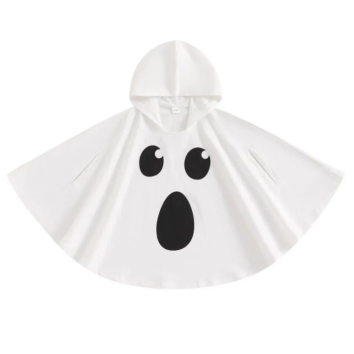 Kid Disfraz Halloween Costume Ghost Print Hood Cape Cosplay Clothes Cloak for Baby Boys and Girls Carnival Fancy Dress Up Party