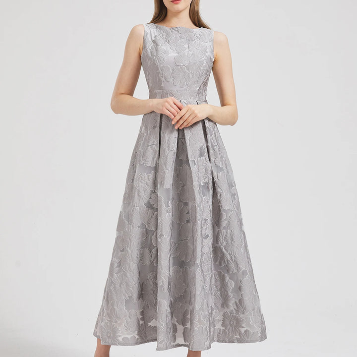 Women New Fashion Organza Flower Embroidery Elegant Long Dress Sleeveless perfect dress for Prom
