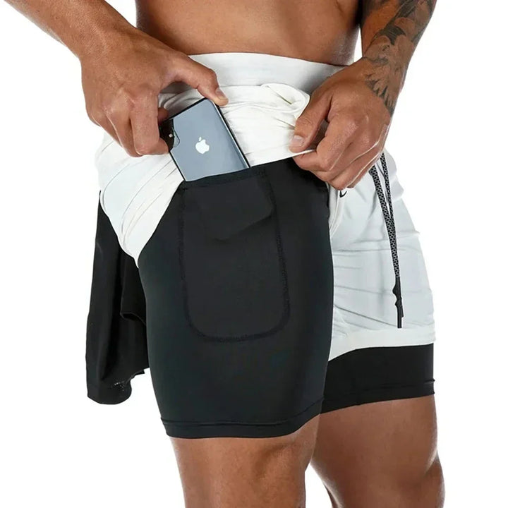 Summer Men Shorts Funny Graphic Print Running Fitness Gym Training Sport Shorts Quick Dry Workout Jogging Double Deck Shorts Man