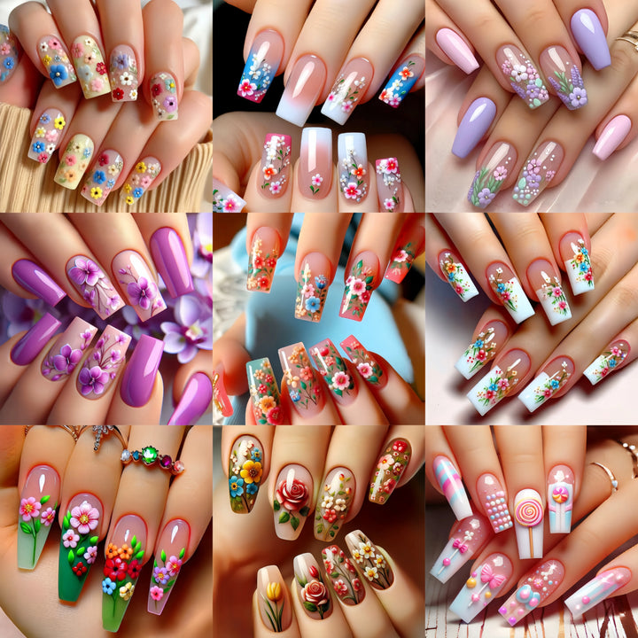 Halloween Fashion Nail Art 216 pieces Nail art patch set Pumpkin Moon Bat Flower Table Nail Art patch Detachable nail art mid-le
