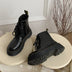 Minimalist Lace-up Women Boots 5Cm Chunky Heel Platform Women Boots British Style Thick Sole Increase Height Casual Boots