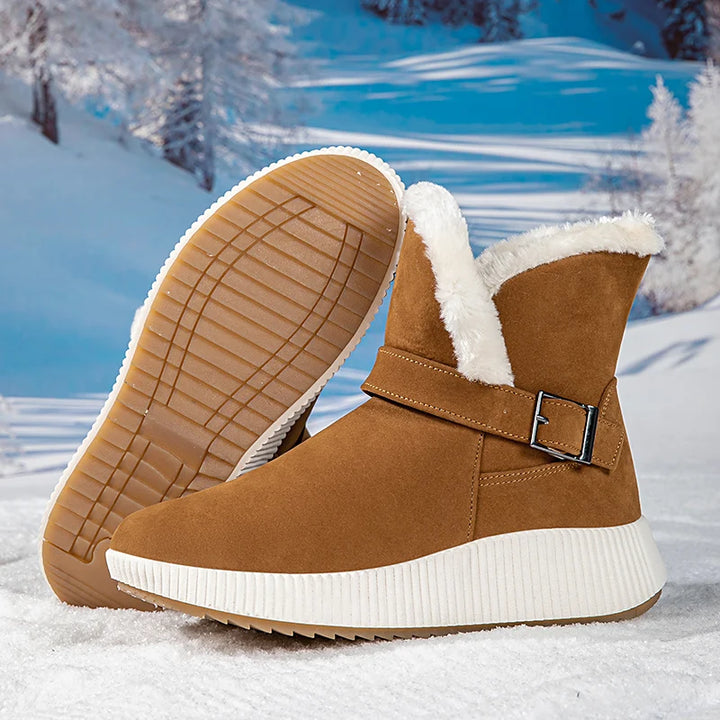 New Fashionable Bow Round Toe Elegant Snow Boots Winter Flat Wear-resistant Soft Students Plus Velvet Warm Women's Shoes