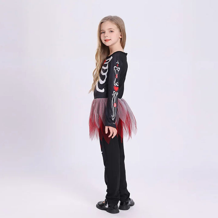 Girls Colorful Skeleton Costume – One-Piece Dress
Spooky & bright!
Fun skeleton print with a pop of color, perfect for Halloween trick-or-treating and parties.
💀 Includes: One-piece tight skirt dress up.
🎃 Perfect for Halloween parties