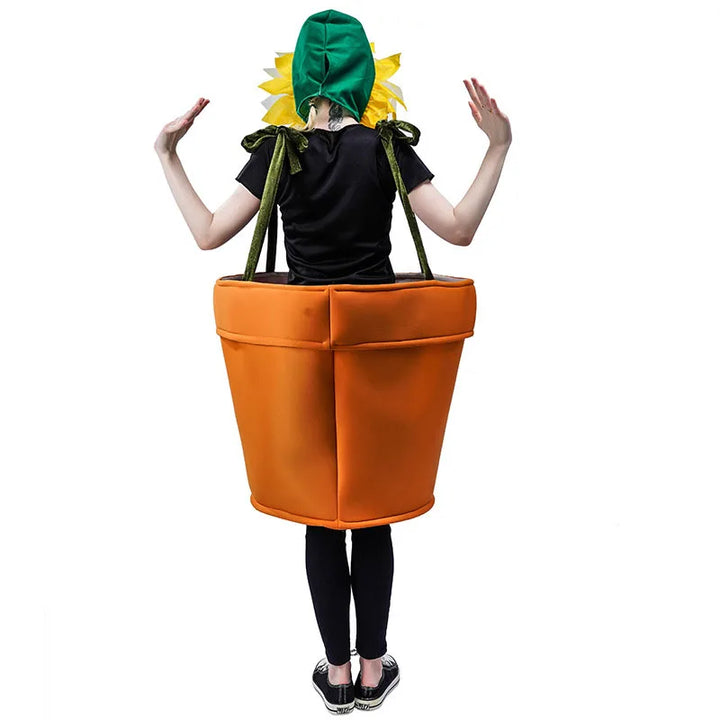 Halloween Flower Pot Costume for Adults Cosplay Women s Sunflower Costume with Headpiece for Garden Theme Party