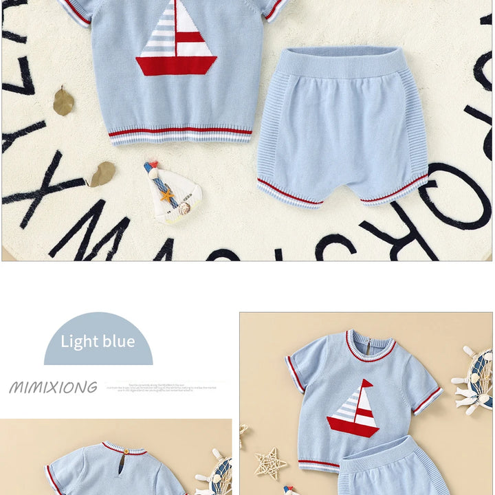 Baby Clothes Sets 0-18m Newborn Infant Boys Cotton Short Sleeve Pullovers Tops+Shorts Suits Casual Toddler Outwear Outfit Summer
