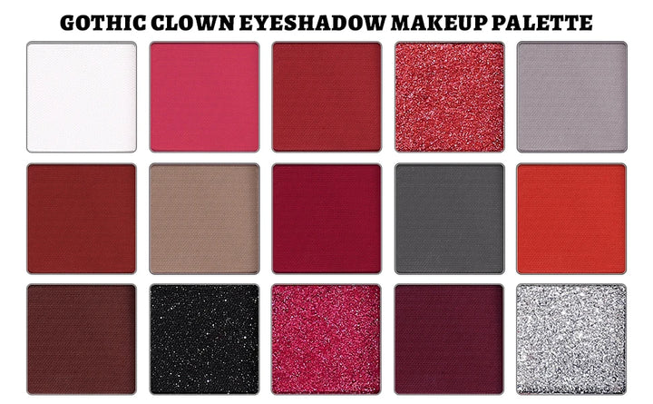 UCANBE Red Eyeshadow Makeup Palette, 15 Colors Burgunry Gray Silver Shimmer Matte Glitter for Halloween Christmas Vampire Clown